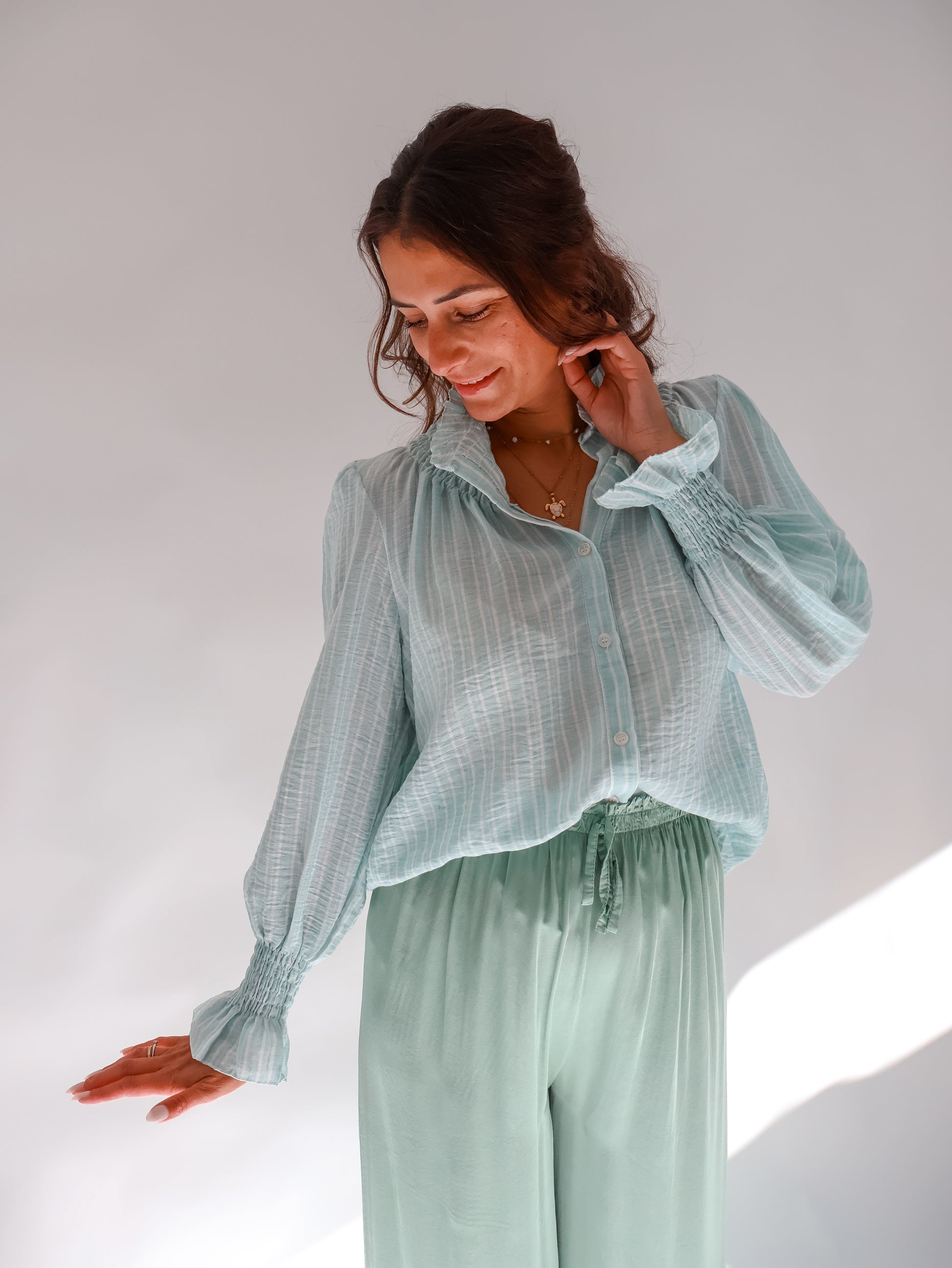 Aurora Streifenbluse Watergreen