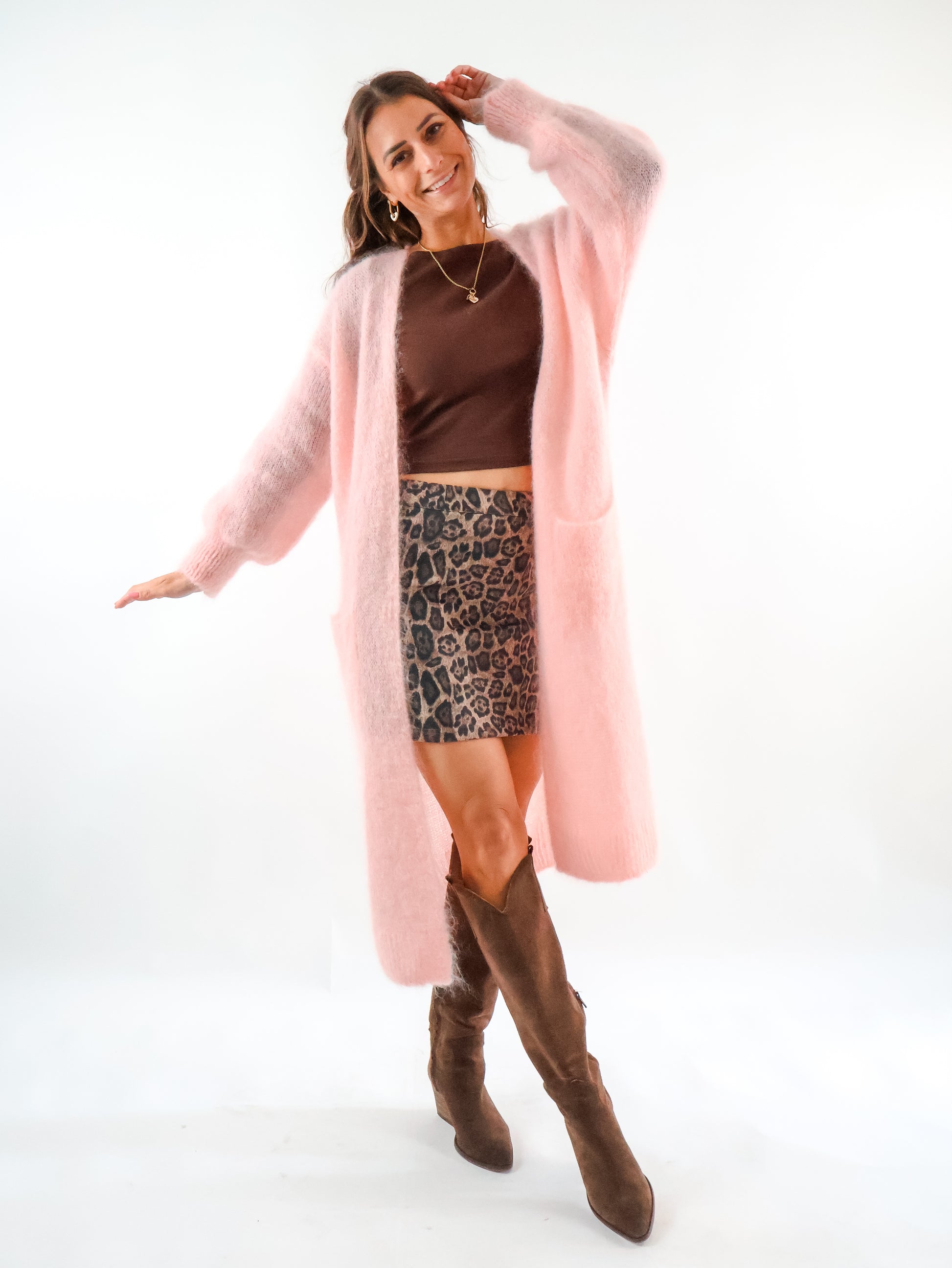 Premium Fineline Strickmantel Rosé