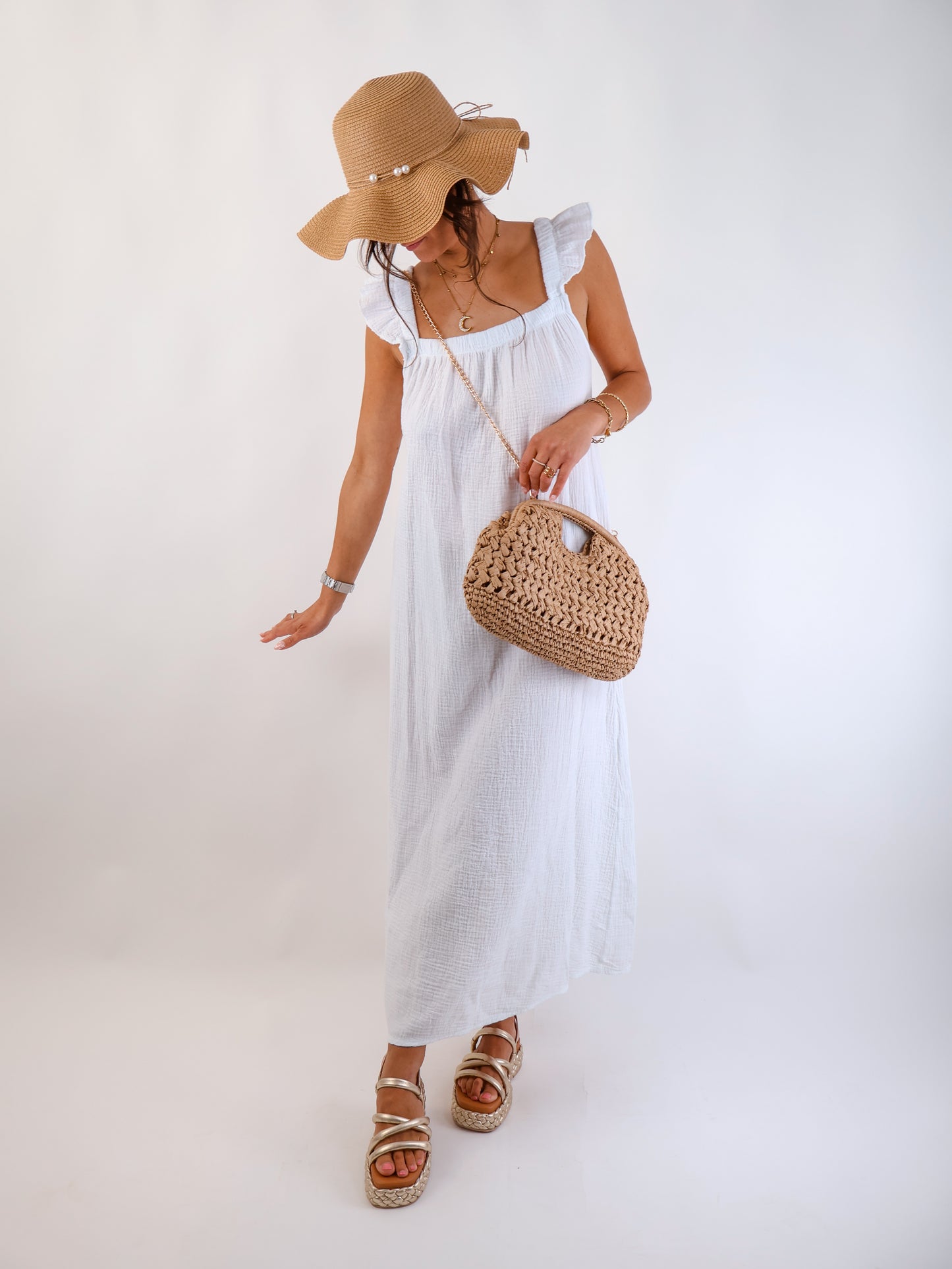 Estrella Musselin Kleid Weiß