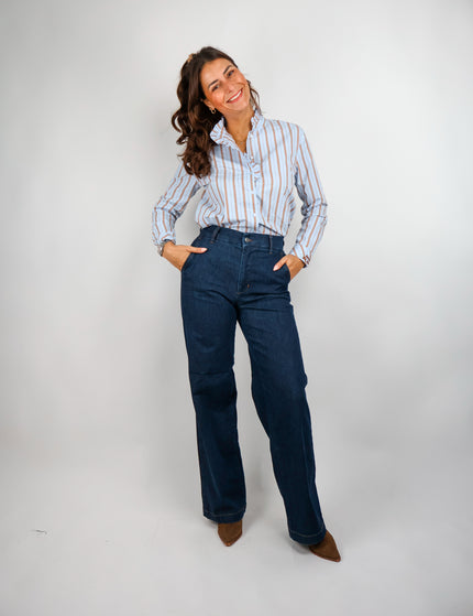 Smith&Soul Striped Ruffle Bluse Lightblue
