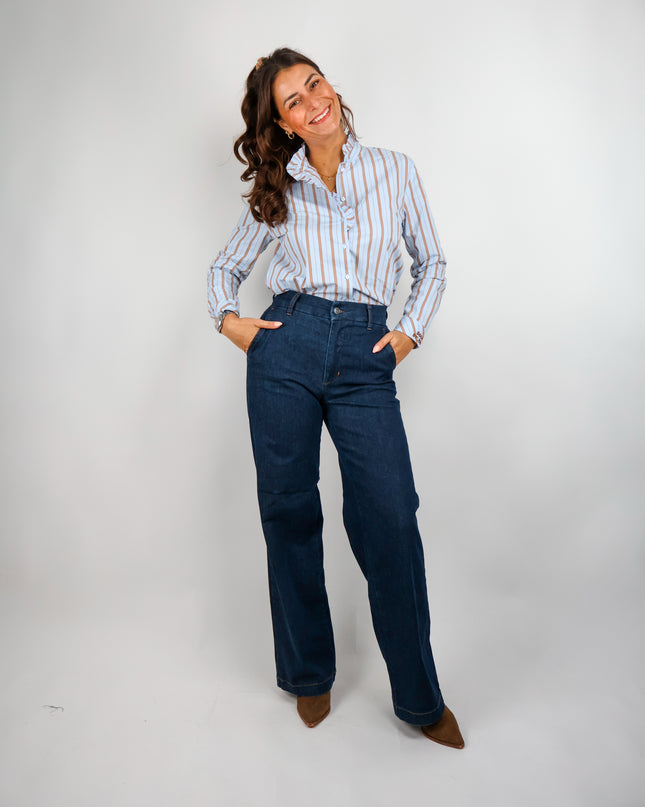 Smith&Soul Striped Ruffle Bluse Lightblue