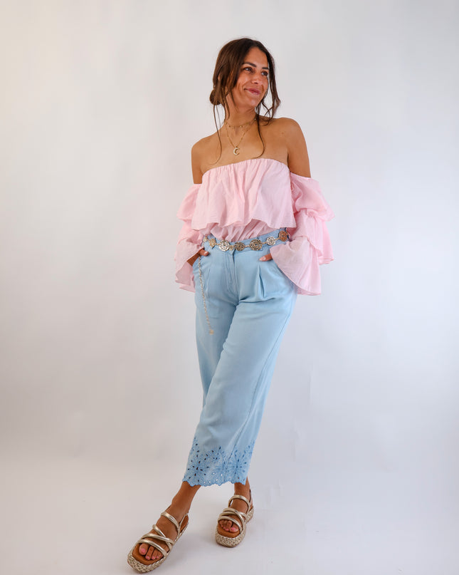 Flared Offshoulder Top Rosé