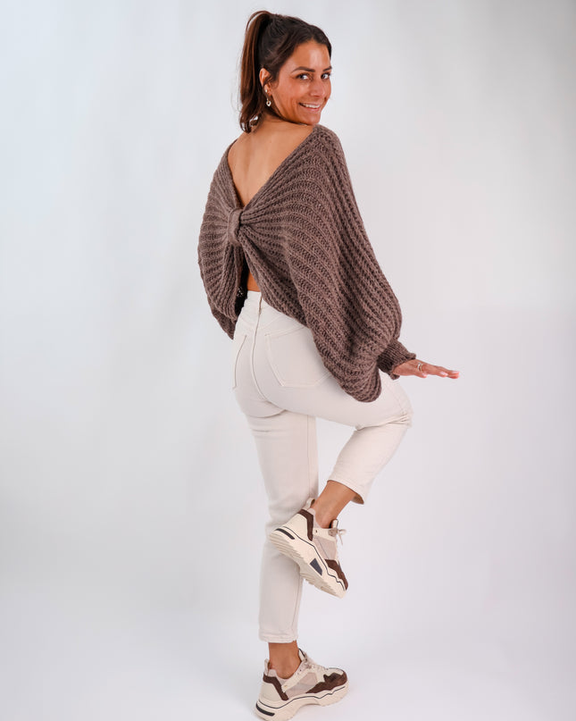 Strickponcho Marron