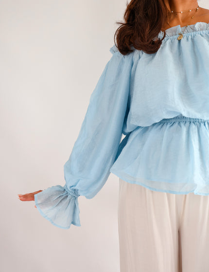 Volant Bluse Hellblau