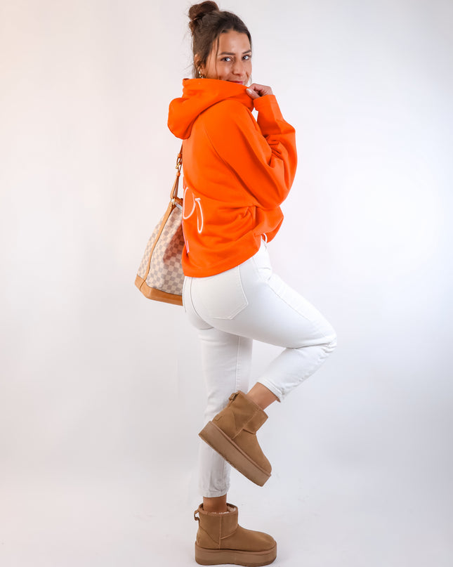 Smith&Soul Boxy Hoodie mit Stickerei in Mandarine