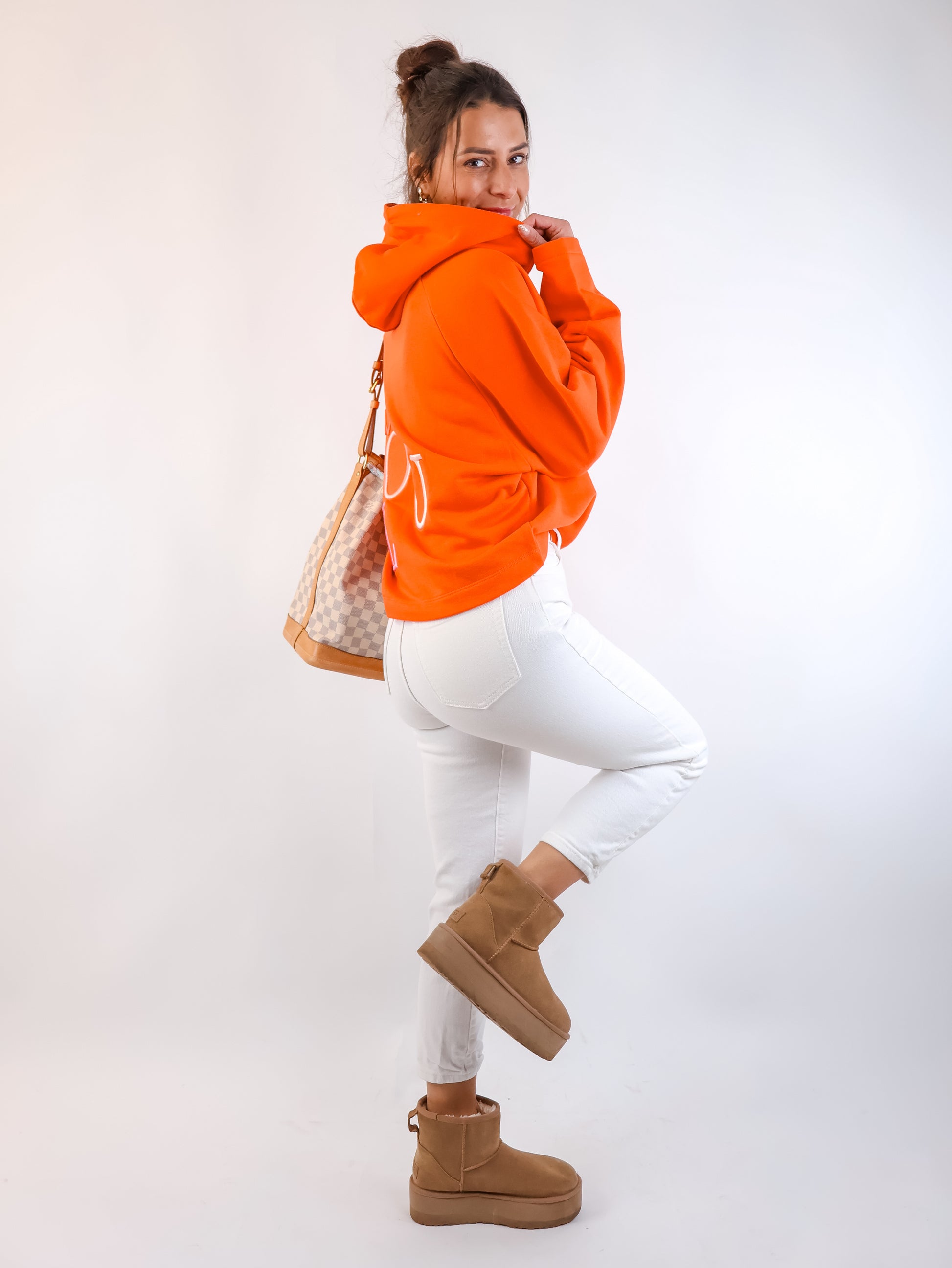 Smith&Soul Boxy Hoodie mit Stickerei in Mandarine