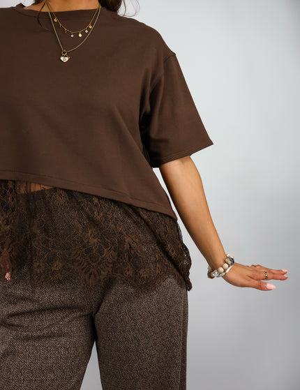 Spitzen Shirt Coffee