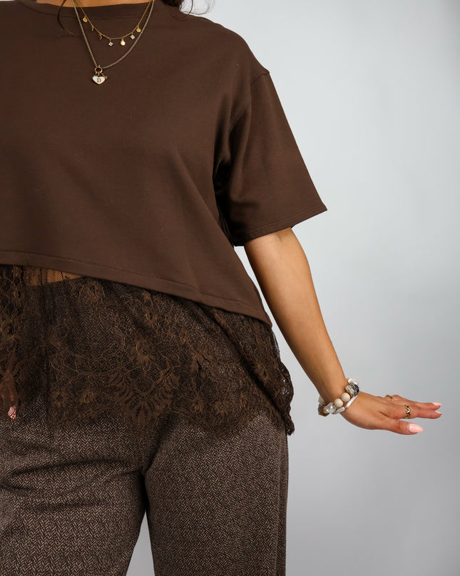 Spitzen Shirt Coffee