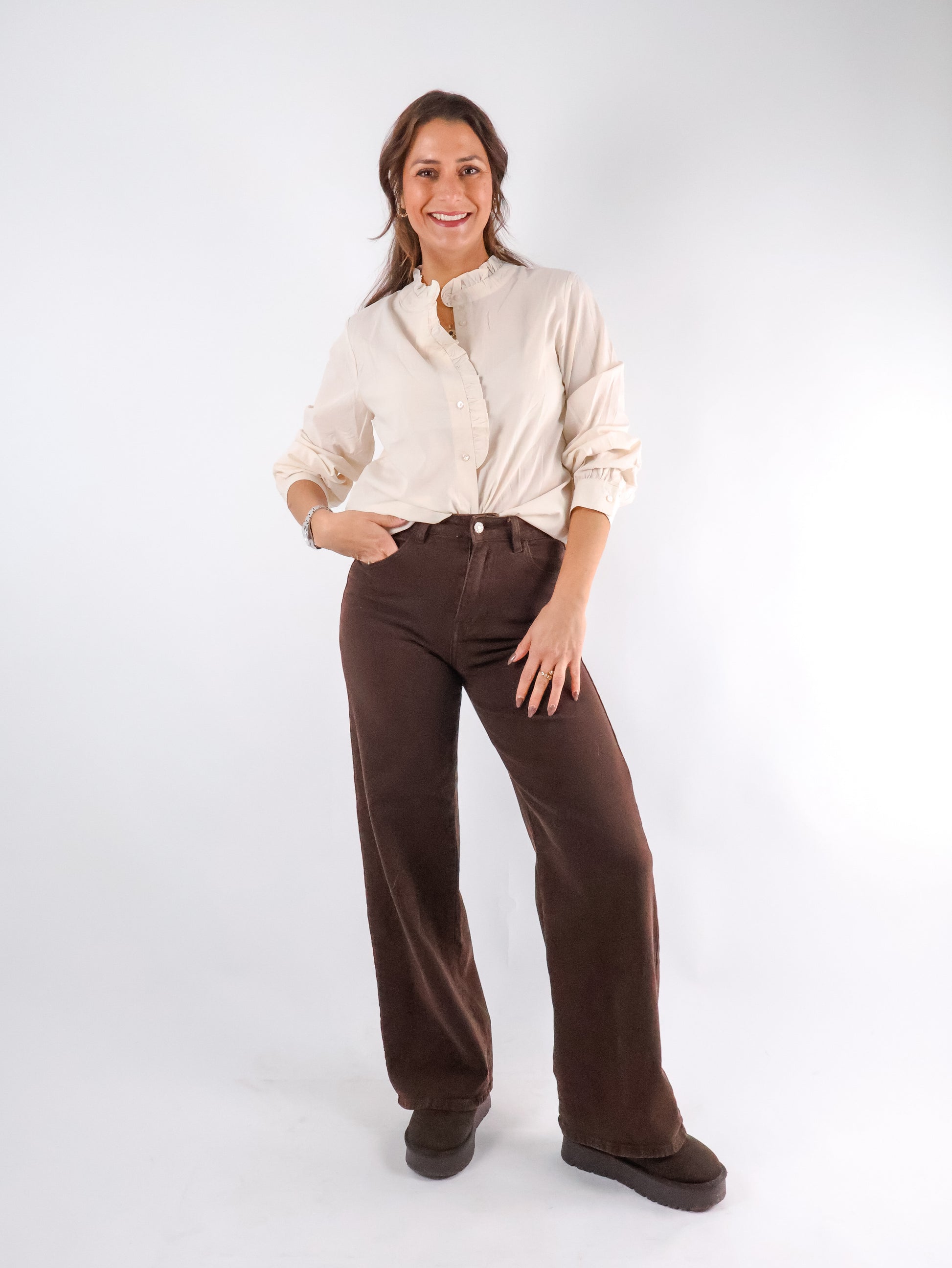 Wideleg Jeans Coffee