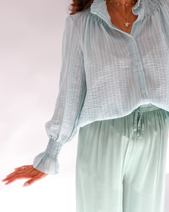 Aurora Streifenbluse Watergreen