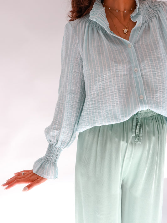 Aurora Streifenbluse Watergreen