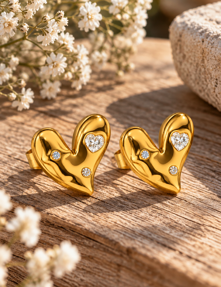 Golden Heart Sparkle Ohrringe