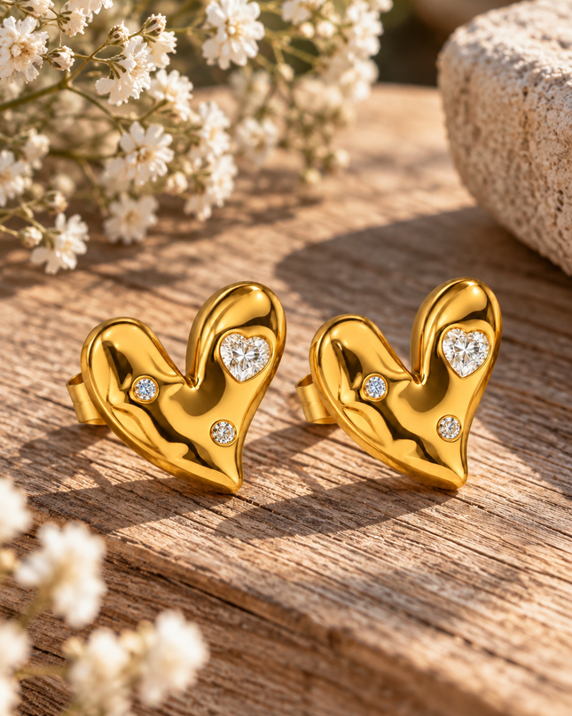 Golden Heart Sparkle Ohrringe