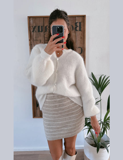 Mohair Strickjacke Weiß