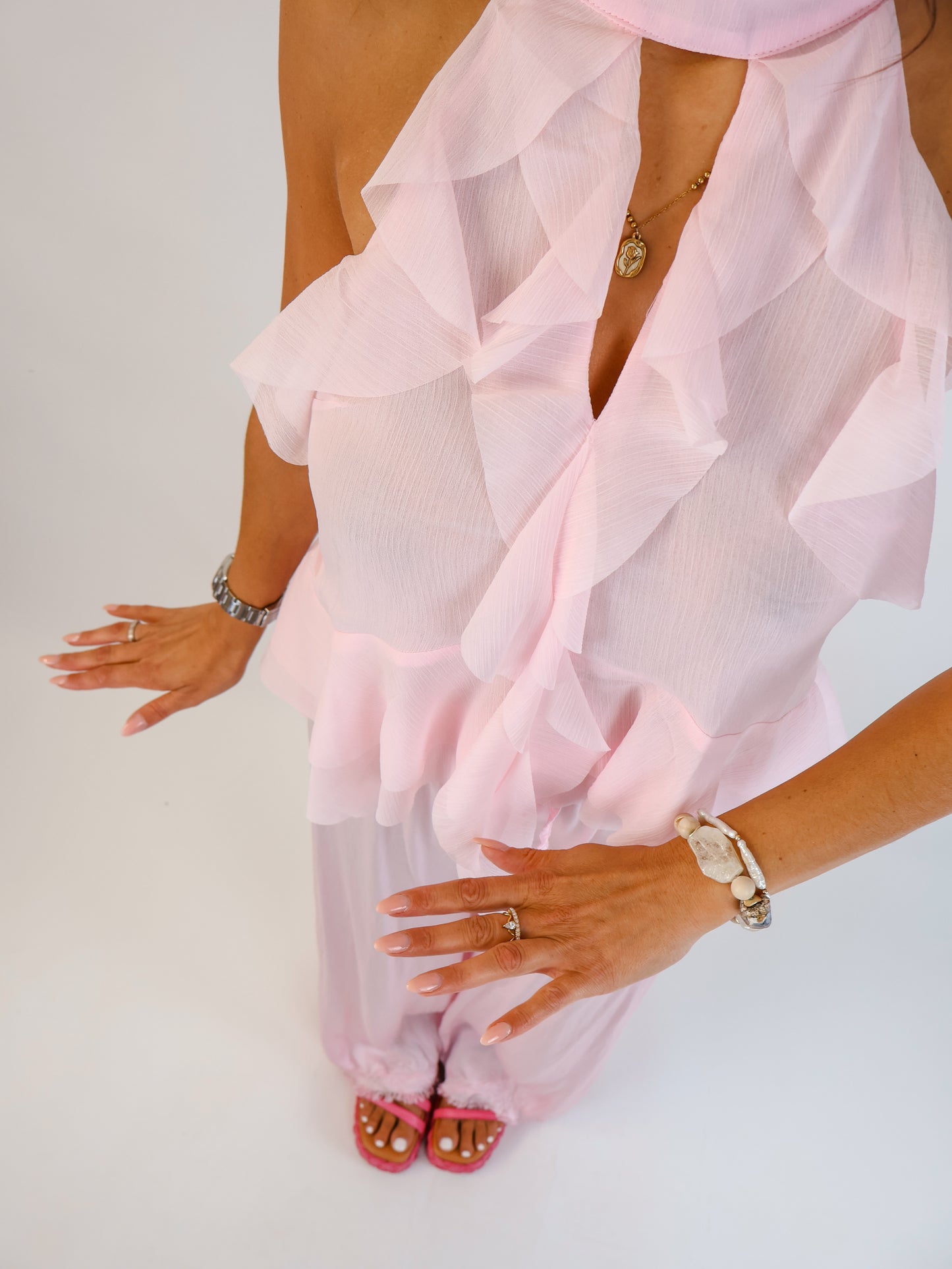 Volant Top Rosa