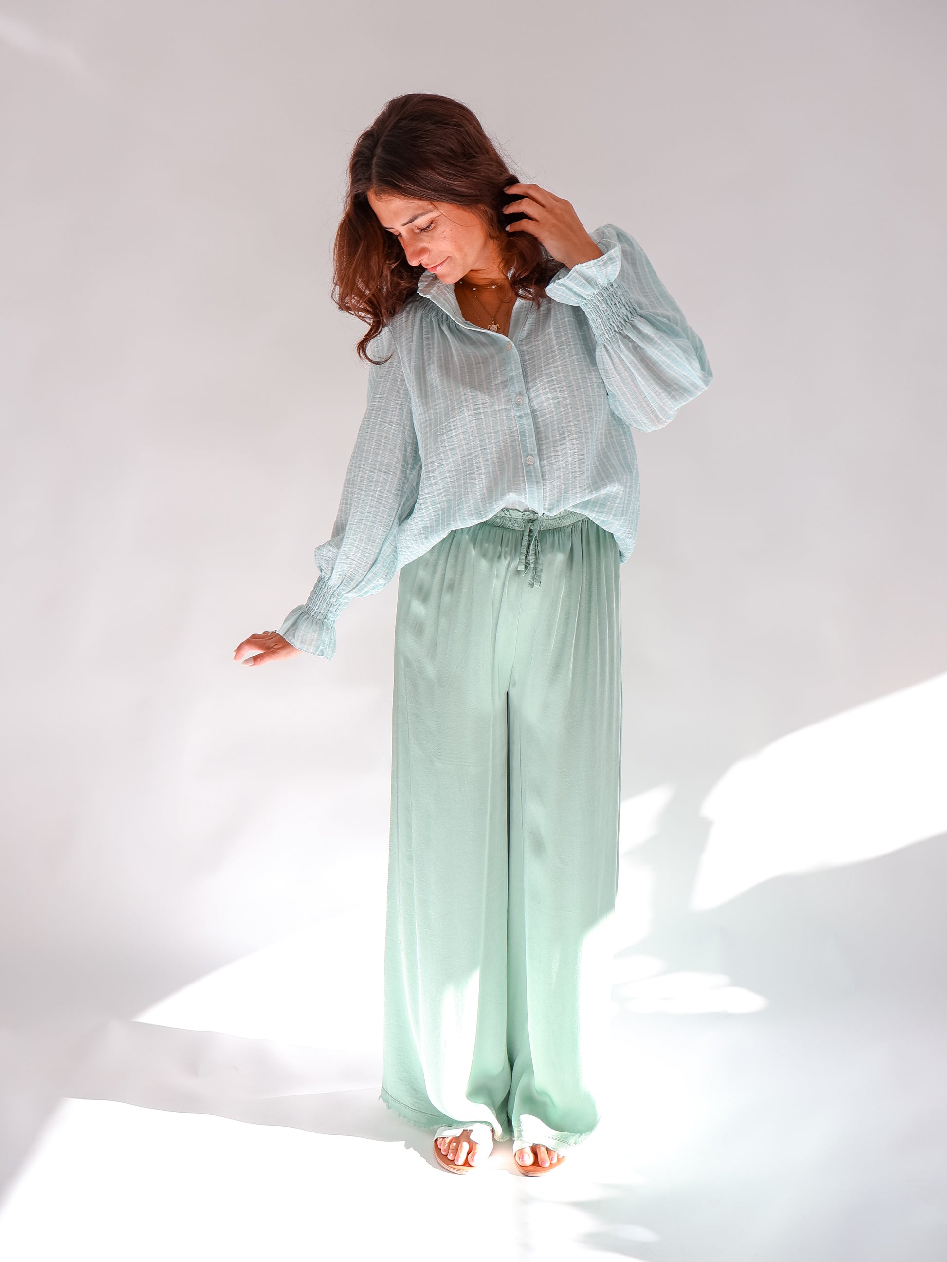 Aurora Streifenbluse Watergreen