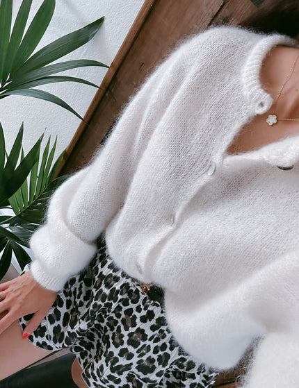 Mohair Strickjacke Weiß