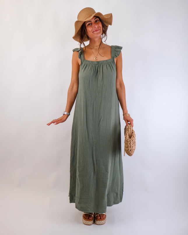 Estrella Musselin Kleid Olive