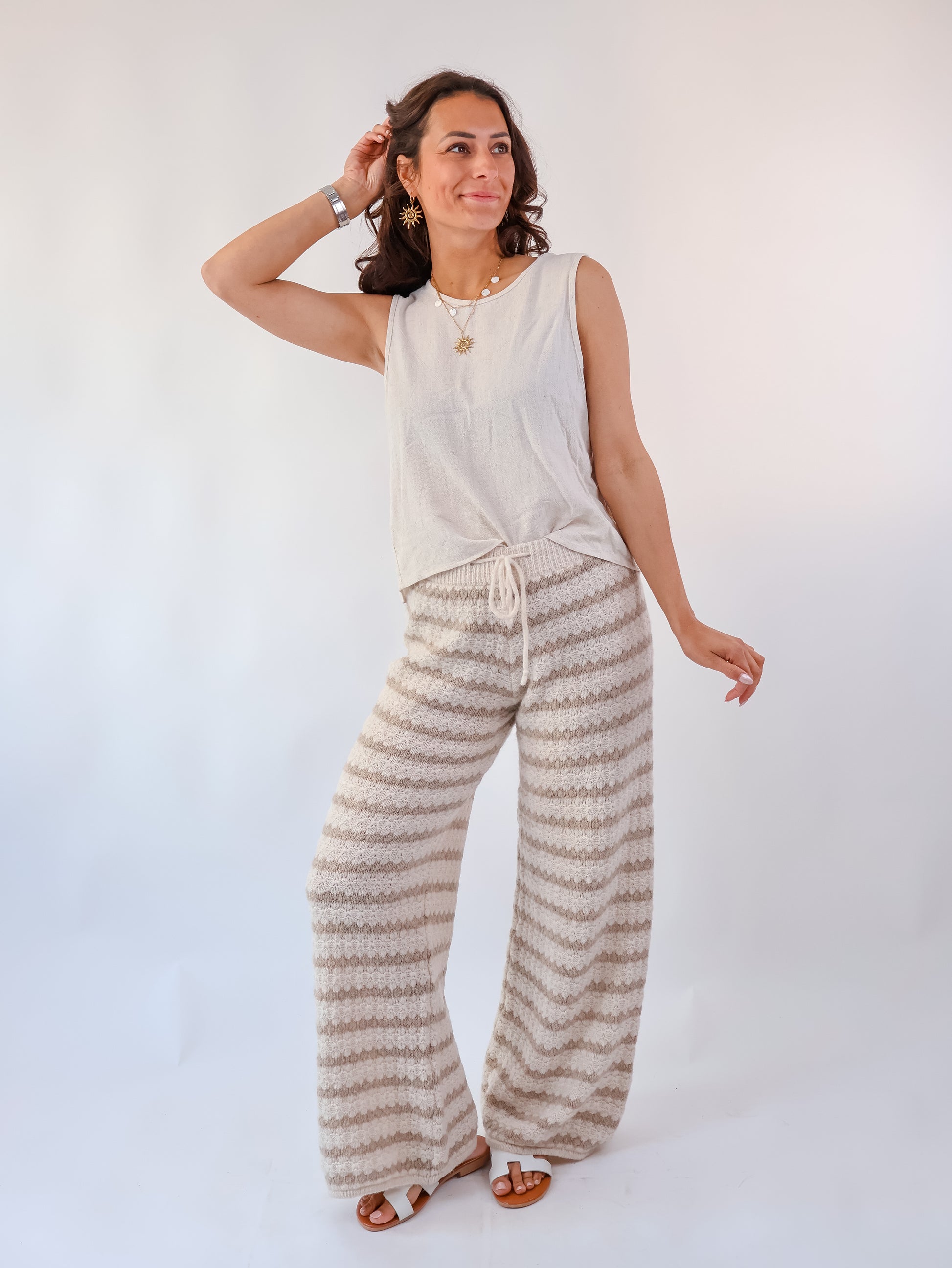 Strickhose Beige