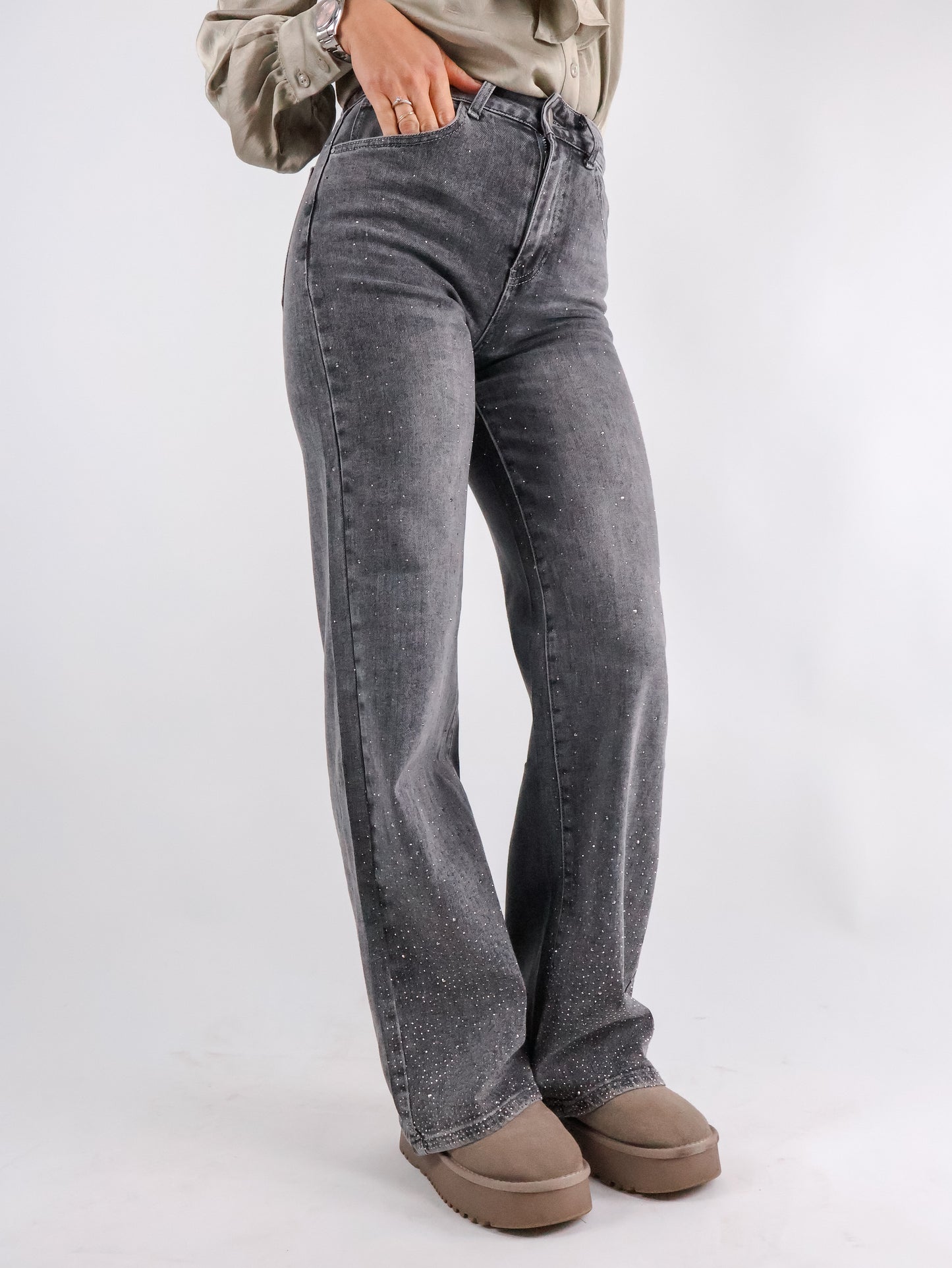 Straight Glitzer Jeans
