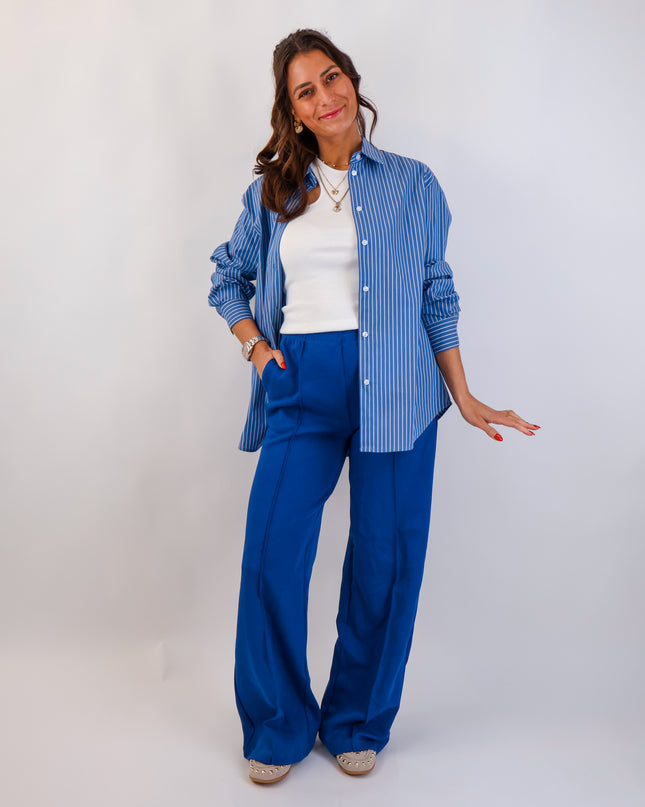 Stripe Bluse Königsblau