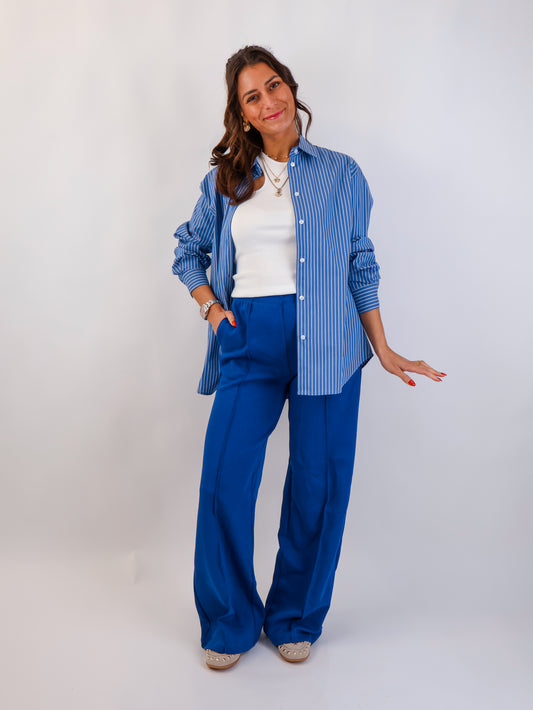 Stripe Bluse Königsblau