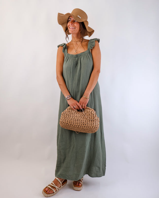 Estrella Musselin Kleid Olive