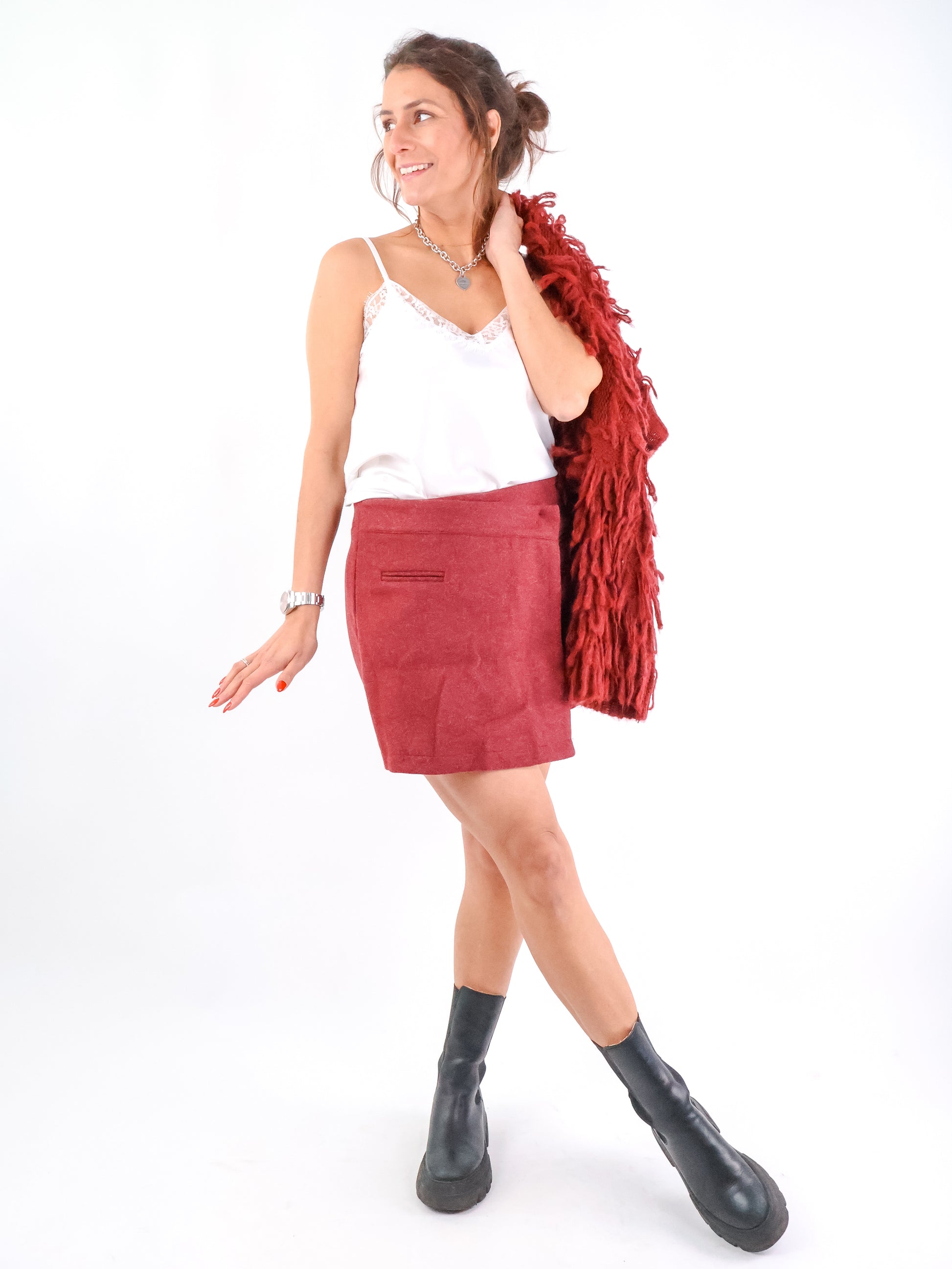 Satin Spitzentop Offwhite