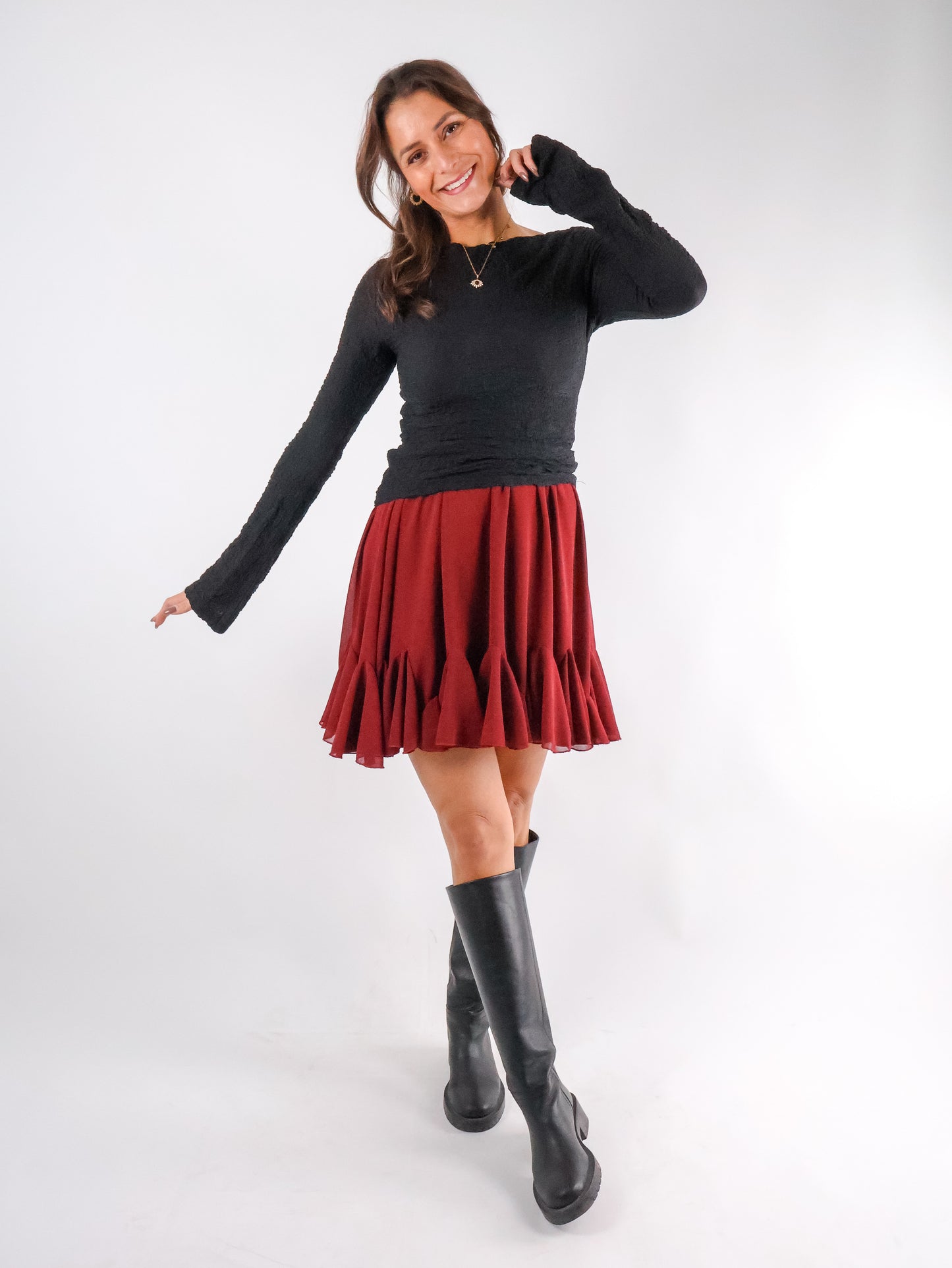 Crepé Oberteil Schwarz