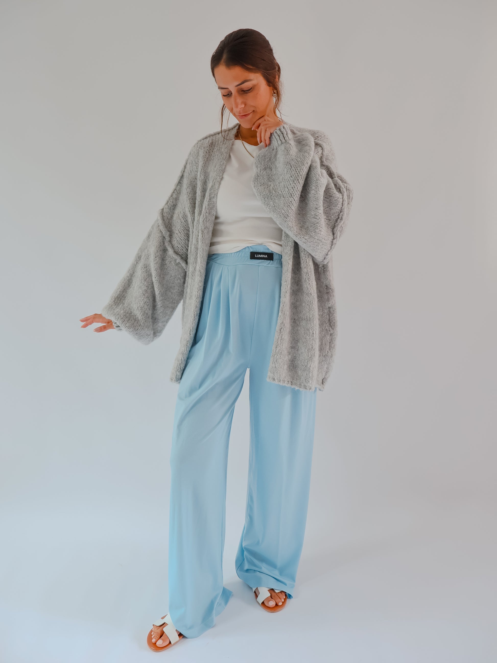 Oversize Flauschi Hellgrau