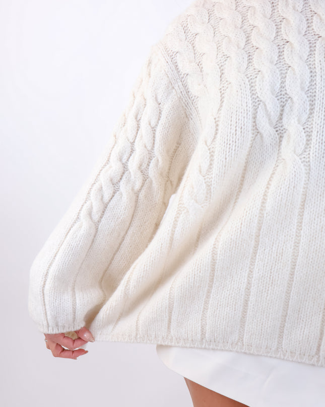 Zopfmuster Pullover Creme