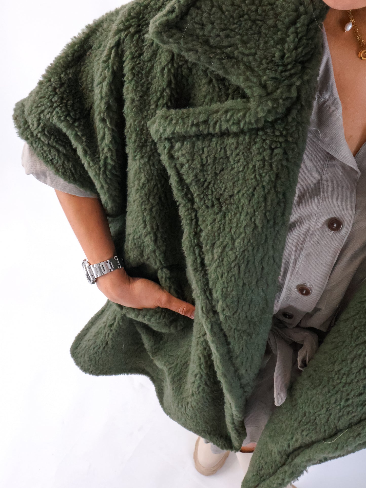 Oversize Kuschelweste Olive