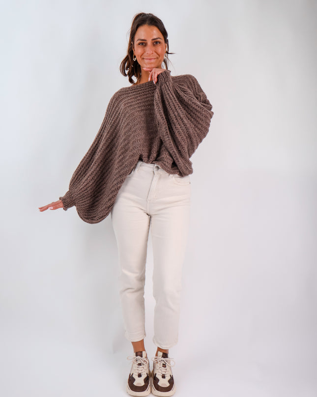 Strickponcho Marron