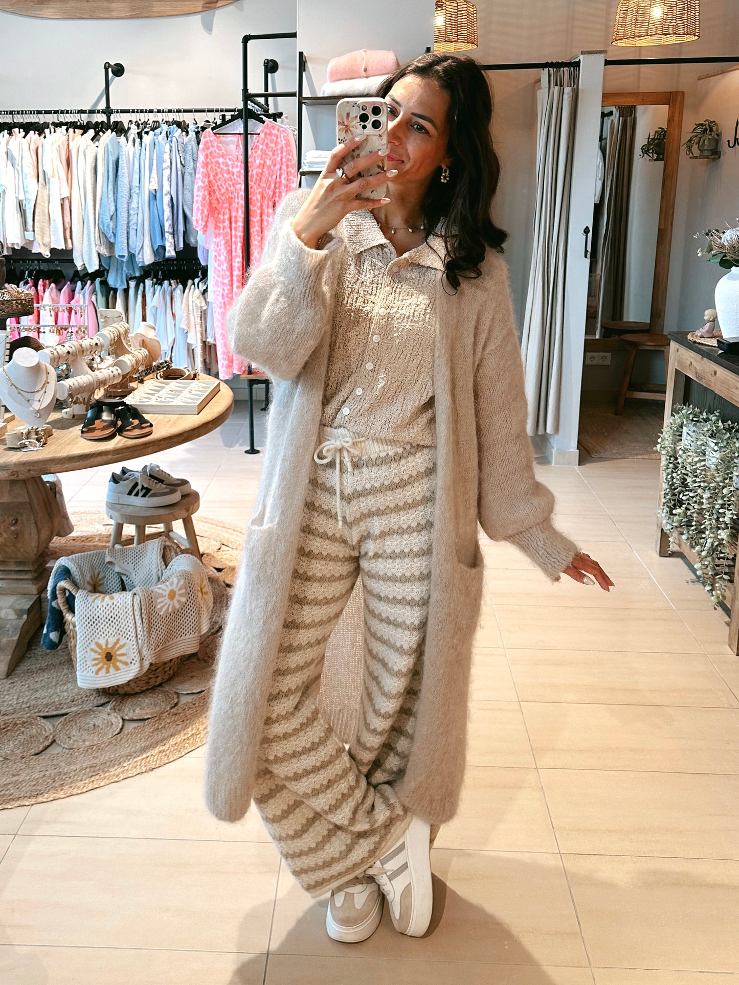 Strickhose Beige