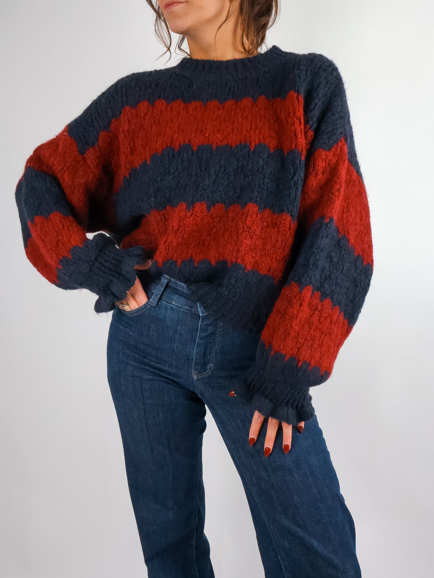 Silvi Pullover Bordeaux-Blau