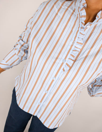 Smith&Soul Striped Ruffle Bluse Lightblue
