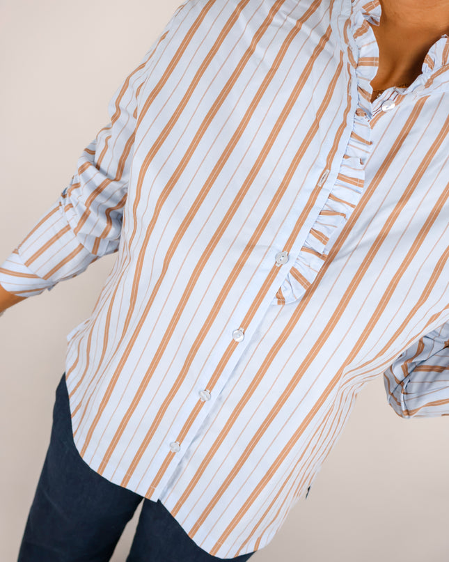 Smith&Soul Striped Ruffle Bluse Lightblue