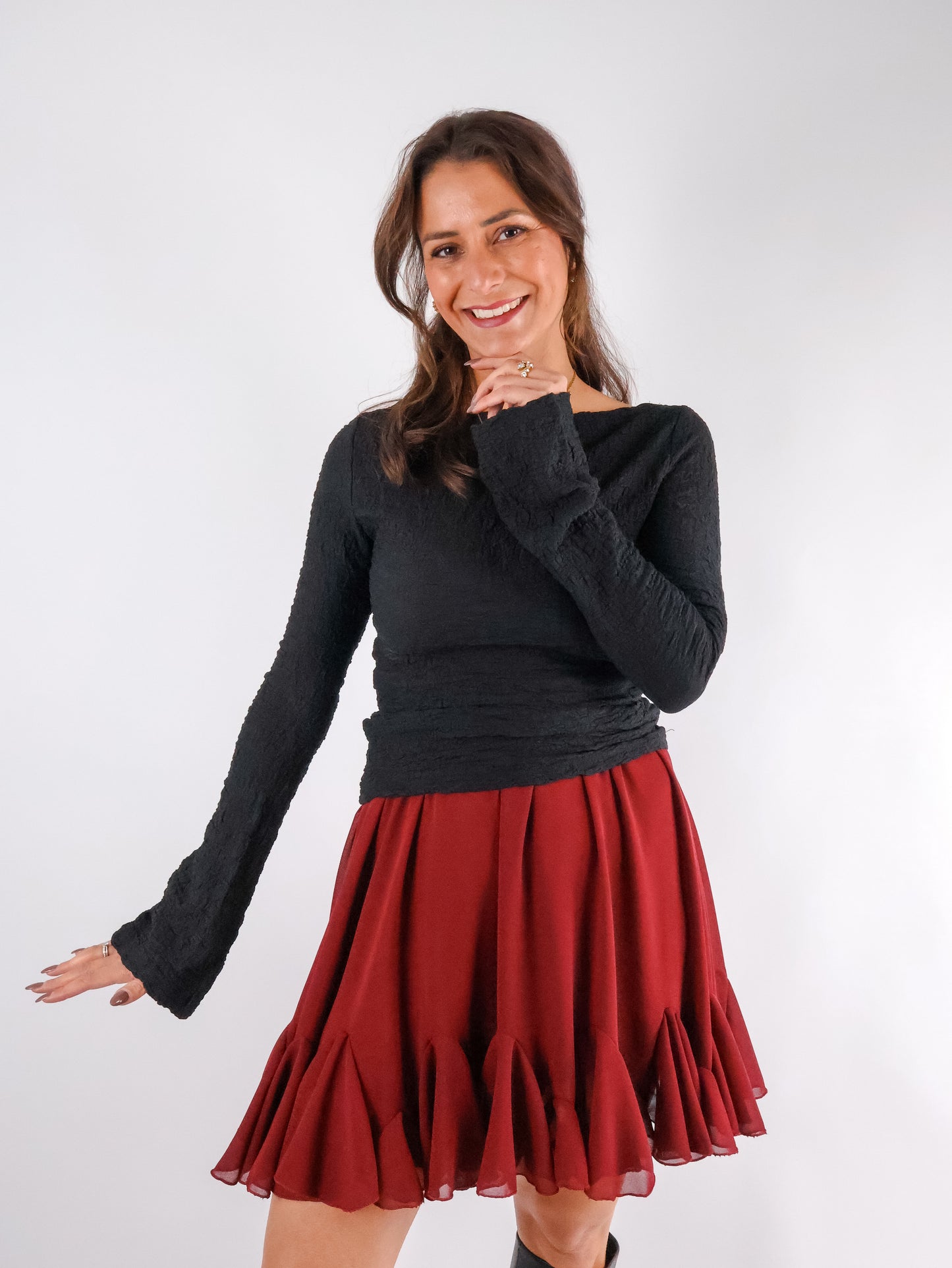 Crepé Oberteil Schwarz