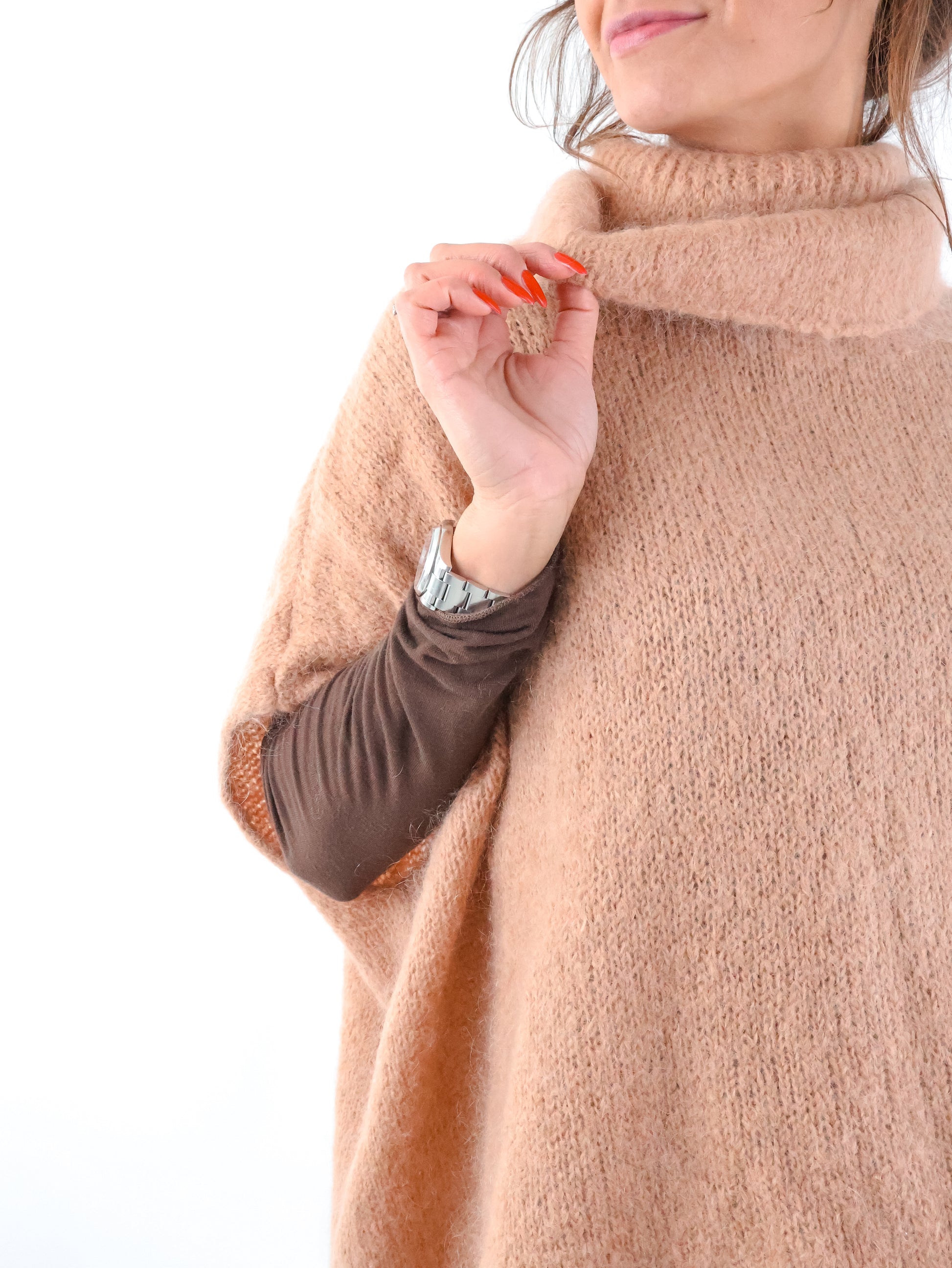 Kid Mohair Rollkragen Pullunder Camel