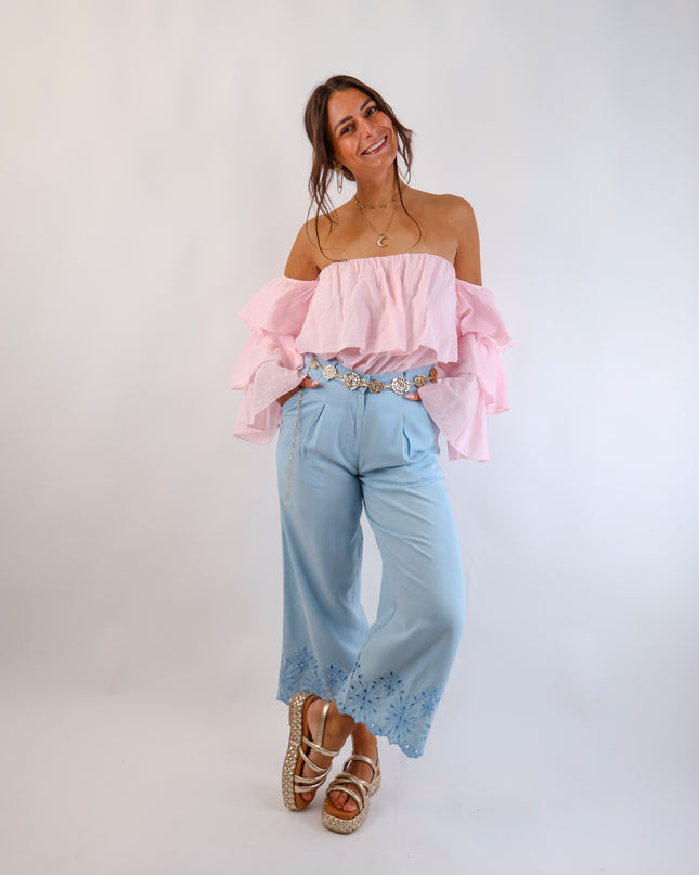 Flared Offshoulder Top Rosé