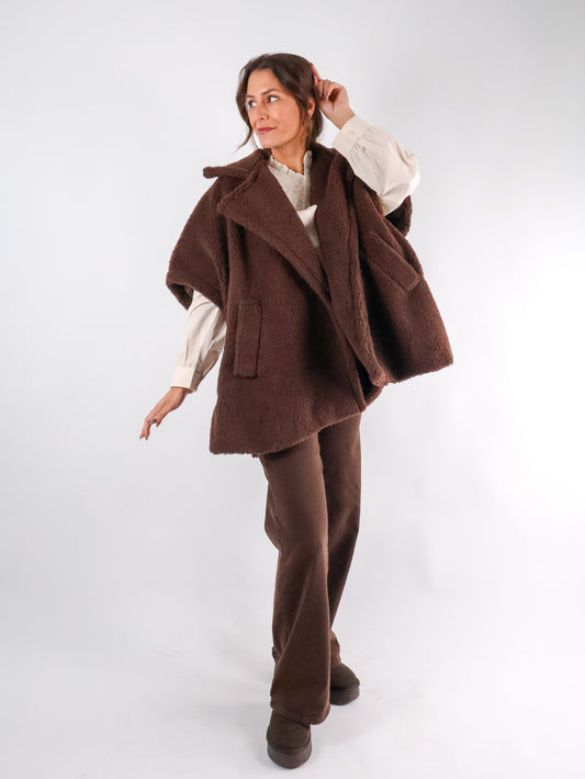 Oversize Kuschelweste Coffee