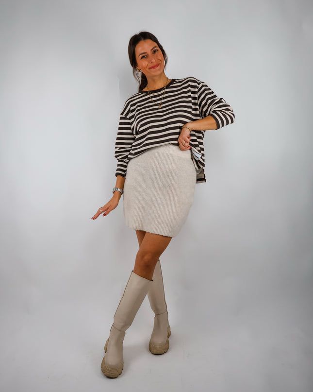 Smith&Soul Boxy Sweatshirt Soul Studio Stripes Dark Choc