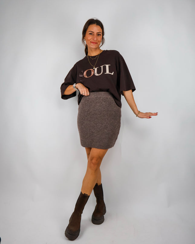 Smith&Soul Boxy Cropped T-Shirt Soul 3D Dark Choc