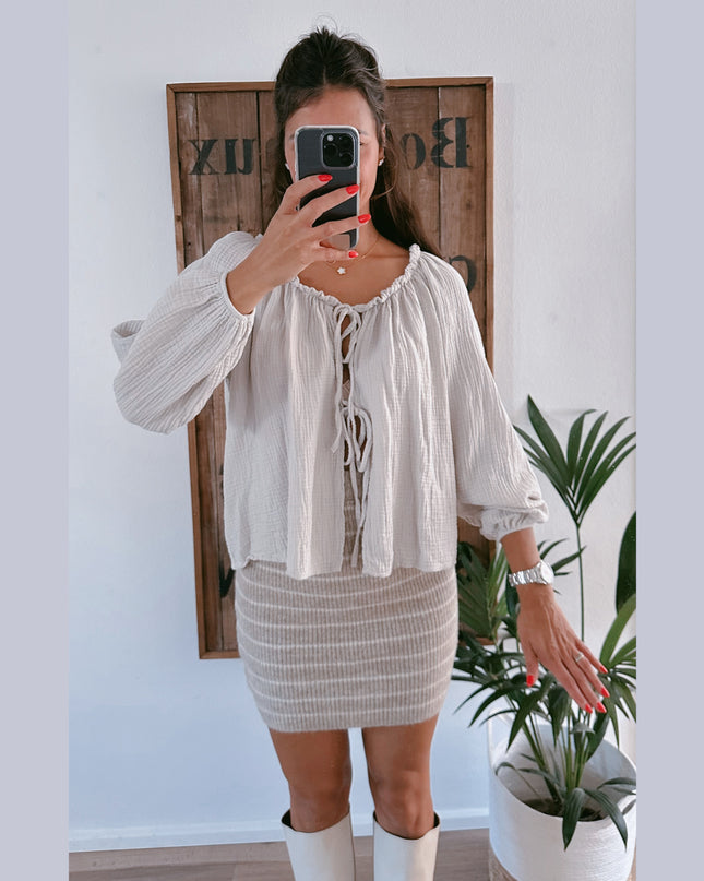 Isi Musselinbluse Taupe