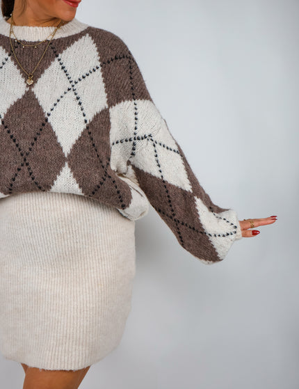 Argyle Strickpullover Creme