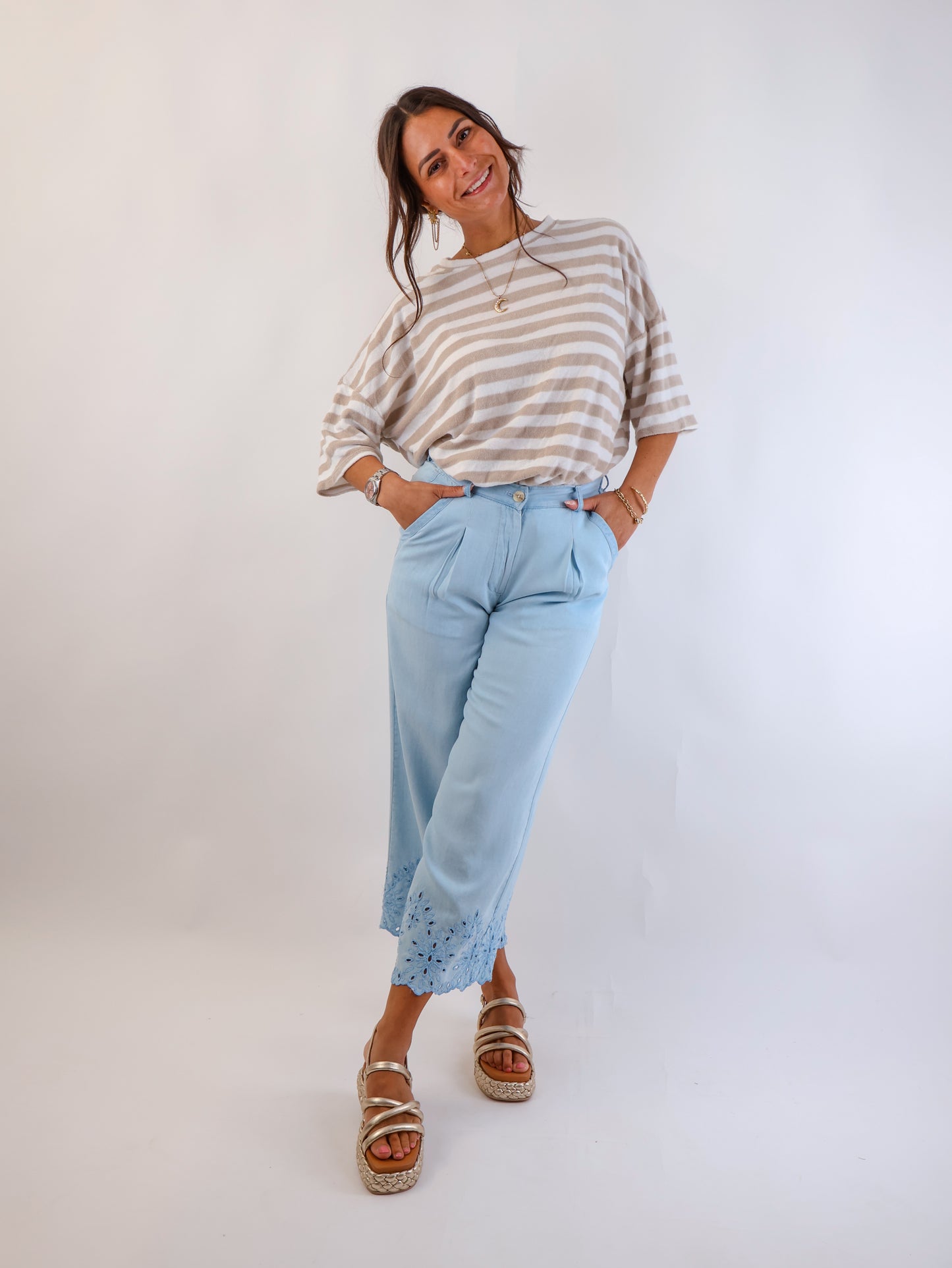 Smith&Soul Lyocell Wideleg Hose Light Denim