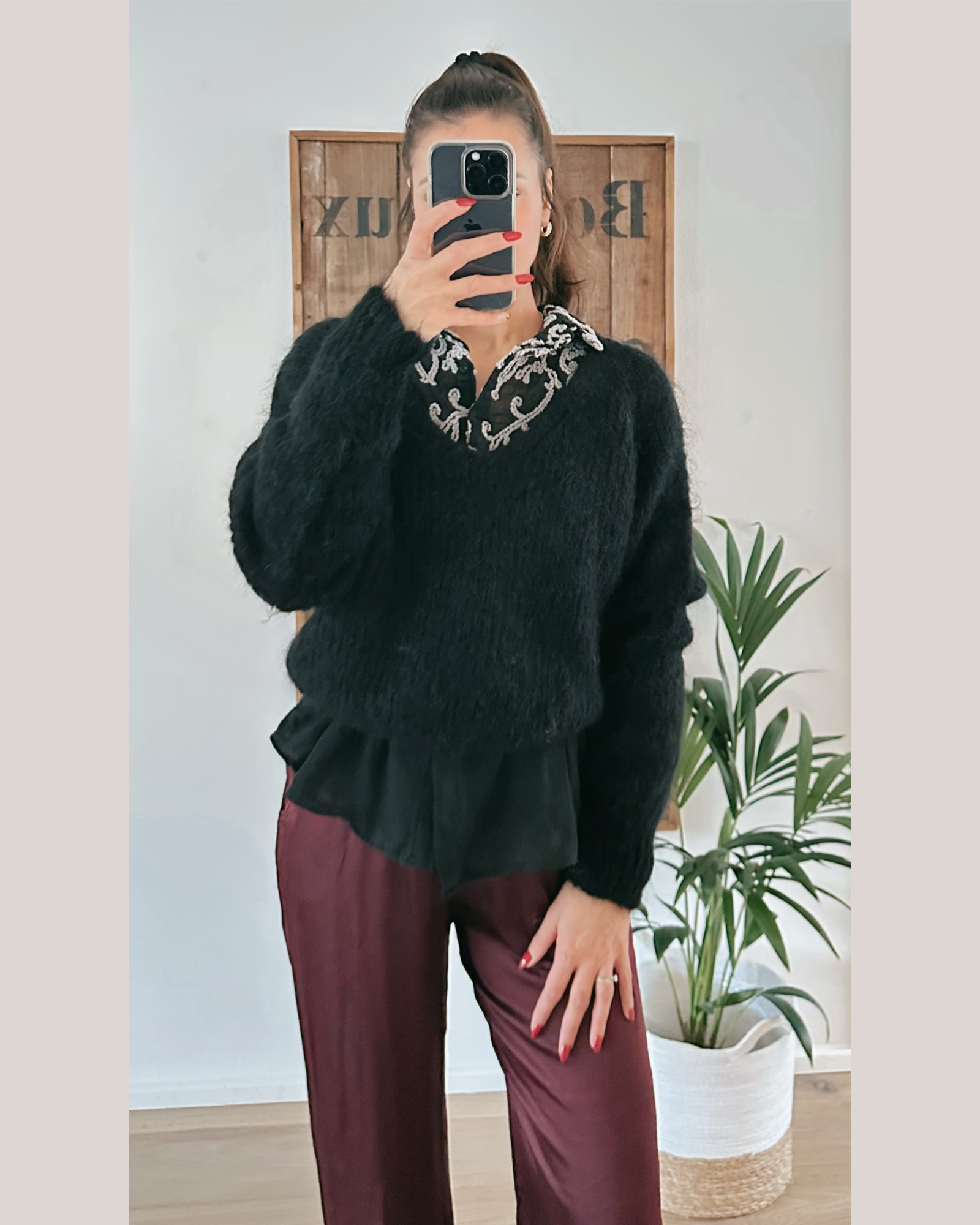 Sana Satinhose Burgunder