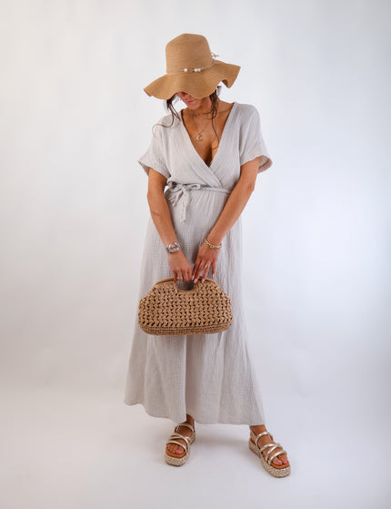 Olivia Musselin Kleid Beige