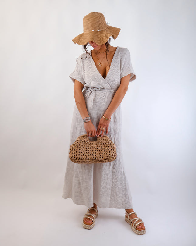 Olivia Musselin Kleid Beige
