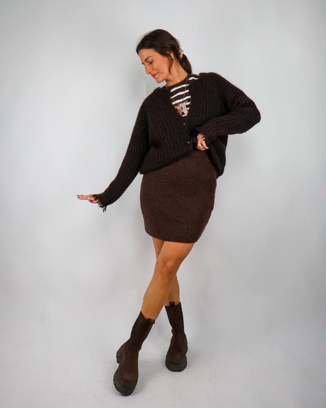 Smith&Soul Hairy Raglan Cardigan Dark Choc